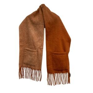 Sprigs Ombre Pocket Scarf Rust Camel Fringe Warm Winter Wrap A701880 NEW